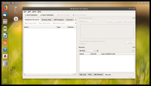 SQLite Browser interface
